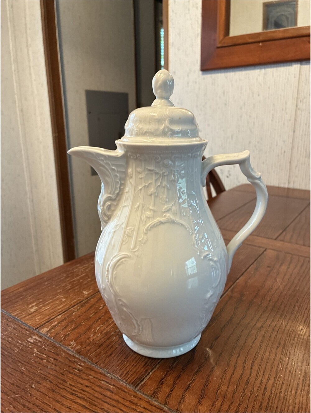 Rosenthal Sanssouci Coffee Pot & Lid White Porcelain Selb Germany Vintage Floral